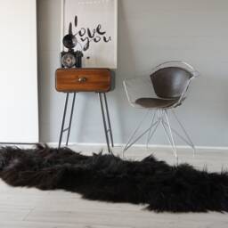 Genuine Double Icelandic Sheepskin Rug Natural Black Long Wool Throw - 74x29 - thumbnail 3