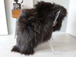 Genuine Double Icelandic Sheepskin Rug Natural Black Long Wool Throw - 74x29 - thumbnail 1