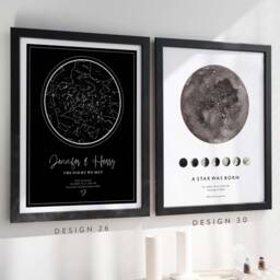 Custom Night Sky Poster, Personalised Star Map Print, Constellation Wall Art, We Met Gift, Anniversary Wedding Gift - thumbnail 3