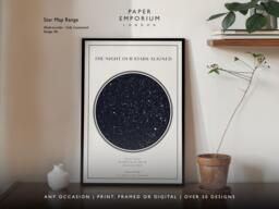 Custom Night Sky Poster, Personalised Star Map Print, Constellation Wall Art, We Met Gift, Anniversary Wedding Gift - thumbnail 1