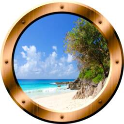 Island Wall Decal Beach View Art 3D Porthole Peel & Stick Mural - Vwaq Bp35 - thumbnail 2