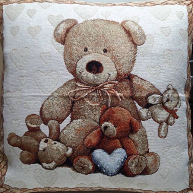 Old Bear Jacquard Tapestry Cushion Cover 45x45 cm. Trendy Interior Decoration - Decorative Housewarming Birthday - image 1
