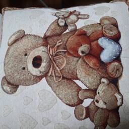Old Bear Jacquard Tapestry Cushion Cover 45x45 cm. Trendy Interior Decoration - Decorative Housewarming Birthday - thumbnail 4