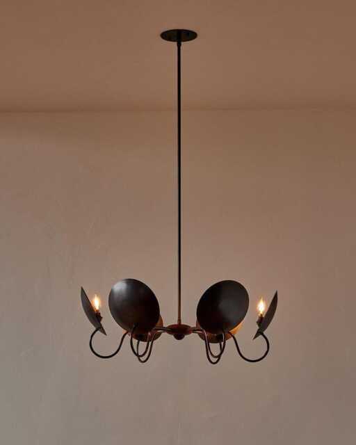 1950S Mid-Century Modern Brass Chandelier 6-Light Italian Pendant Fixture - image 1