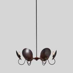 1950S Mid-Century Modern Brass Chandelier 6-Light Italian Pendant Fixture - thumbnail 2
