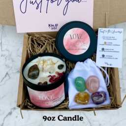Crystal Candle Gift Set, Birthday For Her Healing Crystal Spiritual Manifestation Ritual Self Love Soy Wax - thumbnail 3