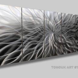 Abstract Aluminum Wall Sculpture, Modern Metal Art - thumbnail 3