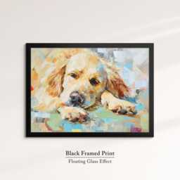Golden Retriever Abstract Oil Painting Framed Print & Canvas Large Sizes Luxury Wall Art Poster Pet Home Decor Interior Dog Gift Idea - thumbnail 2