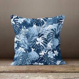 Blue Flowers Cushion Cover-Navy Throw Pillow Case-Decorative Printed Cover-Home Decor Case-Gift Cushion For Her - thumbnail 2