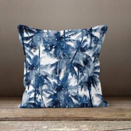Blue Flowers Cushion Cover-Navy Throw Pillow Case-Decorative Printed Cover-Home Decor Case-Gift Cushion For Her - thumbnail 4