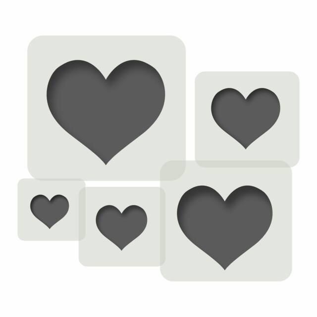 5 Piece Heart Stencil Set, Reusable Stencils For Wall Art, Home D??cor, Painting, Art & Craft - image 1