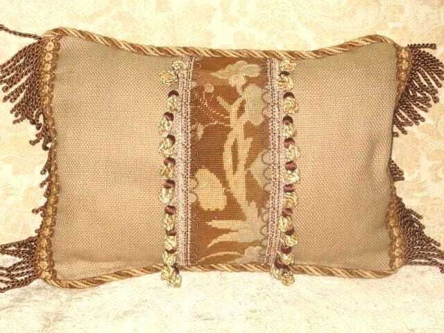 Antique 19Th Century Needlepoint Fragment Small Lumbar Pillow in Neutral Colors - image 1