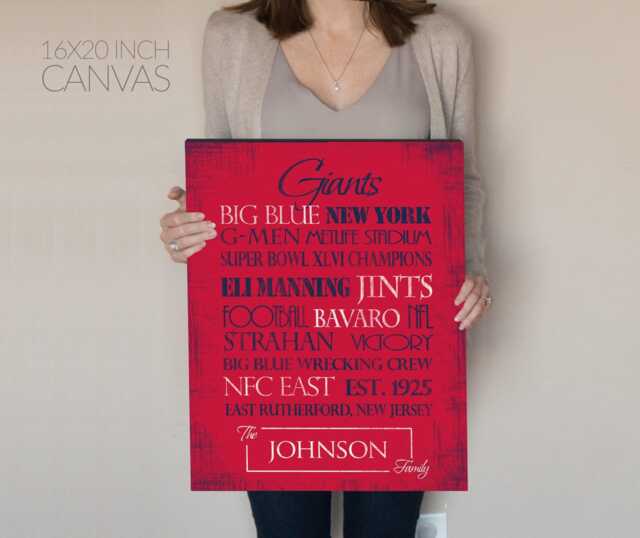 Ny Giants Gift Print Or Canvas. Football Prints. New York Giants. Personalized Gifts For Him. Dad. Gift - image 1