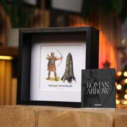 Collectible Framed Authentic Bronze Age Roman Military Arrowhead With Illustration Wall-Hanging Deep Box Frame - thumbnail 3