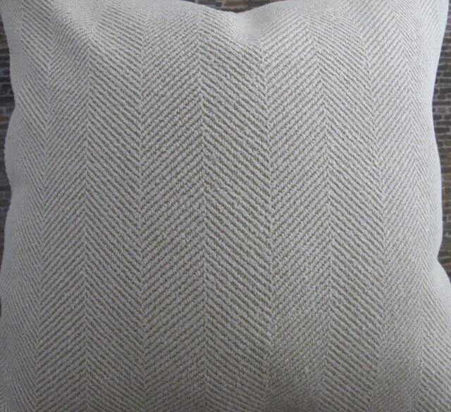 Designer Pillow Cover Lumbar - Herringbone Ivory - image 1