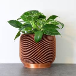"Sierra Planter With Drainage & Saucer in Copper, Unique 3D-Printed Plant Pot, Small To Large Sizes 4"" 5"" 6"" 7"" 8" - thumbnail 3