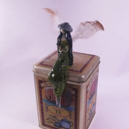 Green Angel, Handmade Figurine, Ceramic, Decor, Handformed Christmas Gift - thumbnail 4