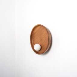 Rustic Farmhouse Wall Lamp, Art Deco Wooden Sconce, Round Walnut Light, Modern Boho Organic Home Decor Sconce - thumbnail 2