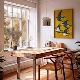Swallow Birds Poster, Japanese Art Print, Yellow & Blue Wall - thumbnail 3