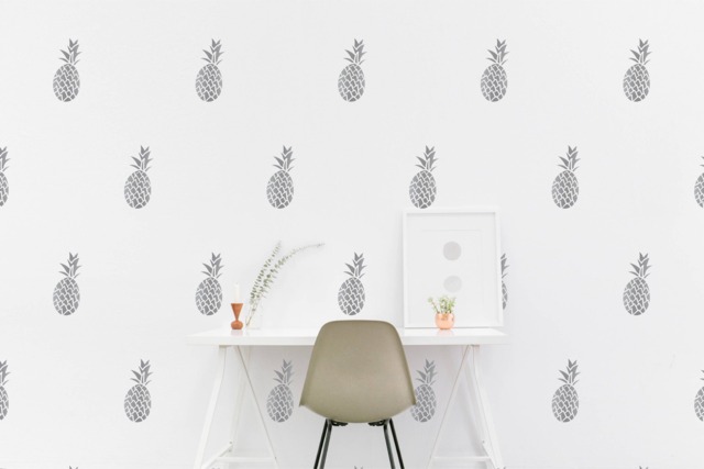 Silver Pineapple Wall Decal Nursery Kids Room Wall Sticker Bedroom, Living Pattern Wallpaper Vinyl Decals Stickers Home Decor - image 1