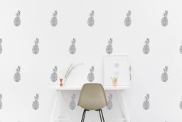 Silver Pineapple Wall Decal Nursery Kids Room Wall Sticker Bedroom, Living Pattern Wallpaper Vinyl Decals Stickers Home Decor