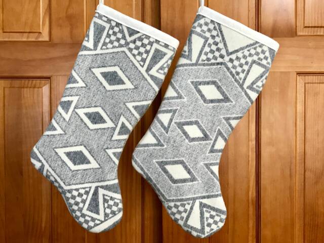 Christmas Stocking Xl Diamond Ridge - C Monochromatic Modern Geometric Southwestern Handcrafted Using Fabric From Pendleton Woolen Mill - image 1