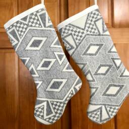 Christmas Stocking Xl Diamond Ridge - C Monochromatic Modern Geometric Southwestern Handcrafted Using Fabric From Pendleton Woolen Mill - thumbnail 2