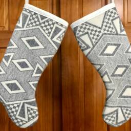 Christmas Stocking Xl Diamond Ridge - C Monochromatic Modern Geometric Southwestern Handcrafted Using Fabric From Pendleton Woolen Mill - thumbnail 3