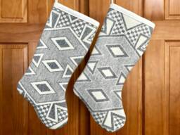 Christmas Stocking Xl Diamond Ridge - C Monochromatic Modern Geometric Southwestern Handcrafted Using Fabric From Pendleton Woolen Mill - thumbnail 1