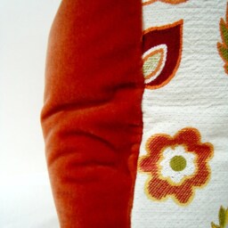 Floral Tapestry Pillow Cover - Orange Rust Ivory Velvet, 20 - thumbnail 3