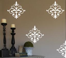 Damask Vinyl Wall Decal - #1 -Wallpaper Design-Bedroom Decor - Designer Decor-Scroll-Decal-Matte - thumbnail 1