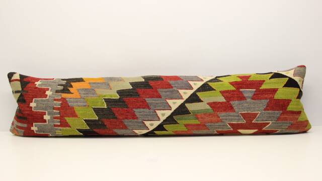 Handmade King Size Kilim Lumbar Pillow Cover, 12x48 Inch - image 1