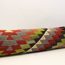 Handmade King Size Kilim Lumbar Pillow Cover, 12x48 Inch - thumbnail 2
