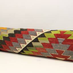 Handmade King Size Kilim Lumbar Pillow Cover, 12x48 Inch - thumbnail 3