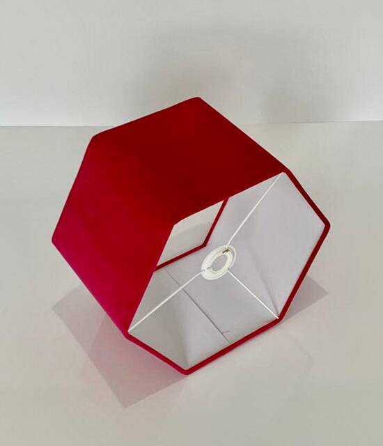 New High Quality Luxury Upholstery Velvet Hot Pink Hexagon Lamp Shade Pendant Light - image 1