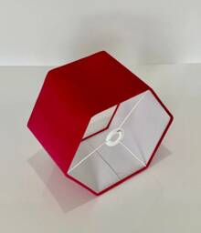 New High Quality Luxury Upholstery Velvet Hot Pink Hexagon Lamp Shade Pendant Light - thumbnail 1