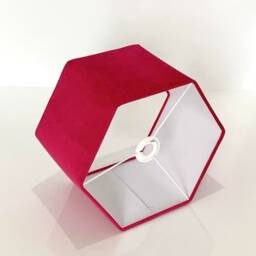 New High Quality Luxury Upholstery Velvet Hot Pink Hexagon Lamp Shade Pendant Light - thumbnail 2
