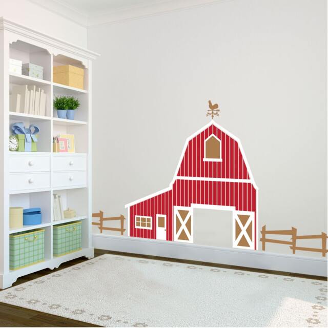 Barn Farm Large Playroom Backdrop - Wall Decal Custom Vinyl Art Stickers - image 1