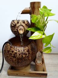 Table Top Fountain Indoor Style Fountain Handmake From Real Coconut Shell & Bamboo