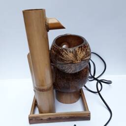 Table Top Fountain Indoor Style Fountain Handmake From Real Coconut Shell & Bamboo - thumbnail 4