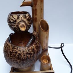 Table Top Fountain Indoor Style Fountain Handmake From Real Coconut Shell & Bamboo - thumbnail 2