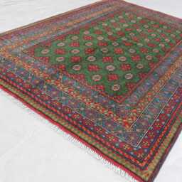 5'8x8 Ft Green Bokhara Rug, Afghan Hand Knotted Veg Dyes Plush Wool Turkmen Tribal Oriental Traditional Kitchen, Bedroom - thumbnail 2