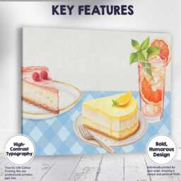 Lemon Cheesecake Raspberry Tart & Citrus Drink Kitchen Canvas Wall Art Print Decor Picture Ready To Hang - thumbnail 1