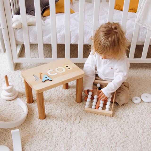 Children's Personalized Step Stool With Puzzle Wooden Name Gift Custom Kids Bench Baby Gifts - image 1