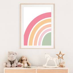 2 Sister Prints, Girls Nursery Bedroom Rainbow Wall Art, Poster, Pastel Colour - thumbnail 3