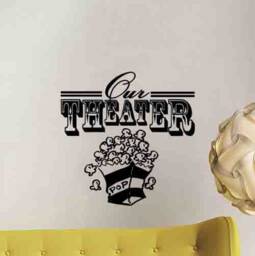 Theater Wall Decal Movie Pop Corn Poster Family Home Sign Quote Vinyl Sticker Print Mural Gift Video Decor Film Art 1027 - thumbnail 1