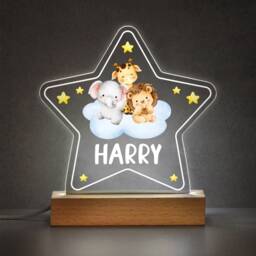 Jungle Safari Night Light, Printed Name Star Sign, Baby Gift, Nursery Decor, Boy Girl Nursery, Lion Elephant - thumbnail 3