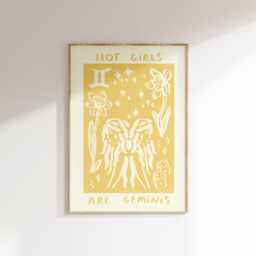 Hot Girls Are Geminis Wall Print - Star Sign, Horoscope, Zodiac Lovers Astrology Poster Air Signs Trendy Art Gemini Gift Idea - thumbnail 1