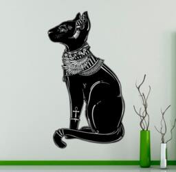 Egyptian Cat Wall Decal Religion Animal Vinyl Sticker Symbol Of Goddess Art Decor Home Interior Room Design 6(Nit - thumbnail 1