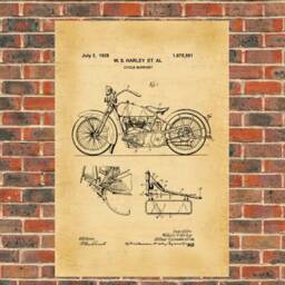 Harley Davidson 1928 Patent Drawing. A4 Poster Art Print. Vintage/Black & White - thumbnail 3